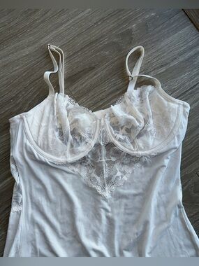 Women's Lace Trim Camisole Tank - White
